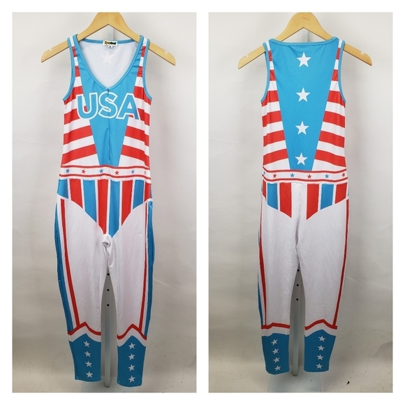Tipsy Elves red white blue USA stretch suit size large - Picture 1 of 6